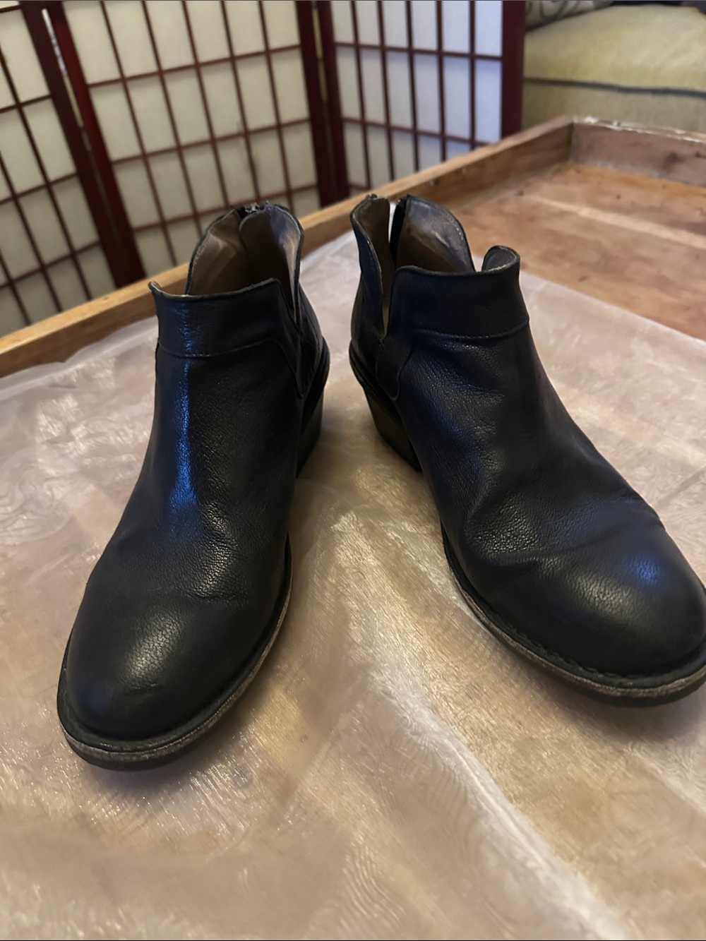 Fly London Black Leather Ankle Booties